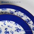 Синий цветочный дизайн позолоченный дизайн фарфоровая керамическая посуда бытовая многоразовая